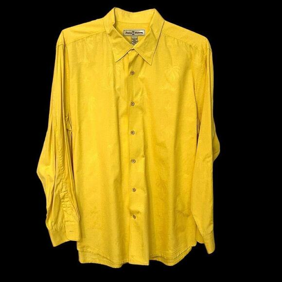 Tommy Bahama Men's Long Sleeve Size Large Cotton Yellow Palm Tree Shirts #H10 - Picture 1 of 3